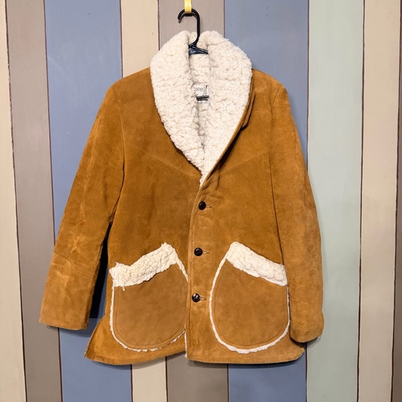 Vintage 1960s Jo O Kay Suede Leather Sherpa Lined Western Rancher Jacket 38 - Picture 4 of 14